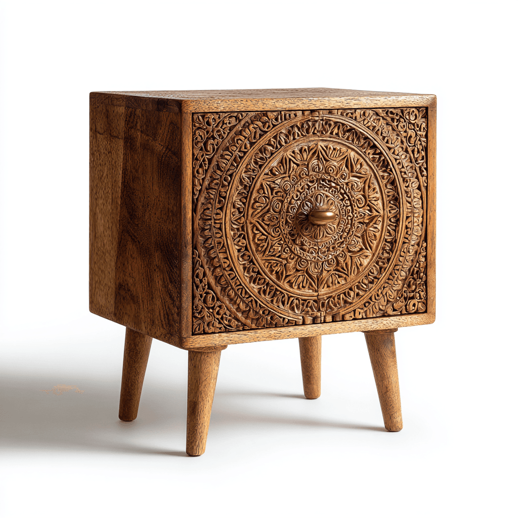 Jaipur Carved Wood Nightstand