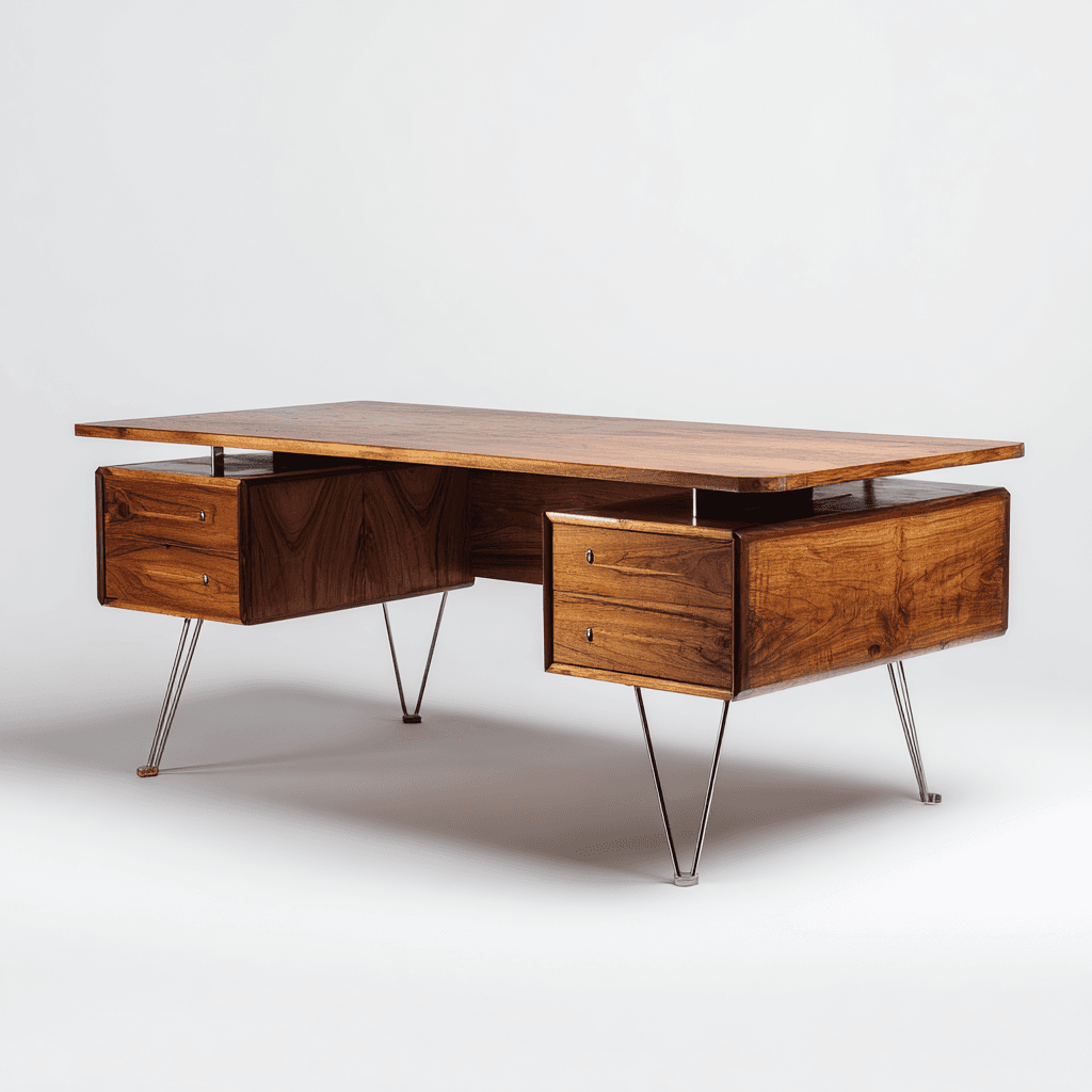 Eames Inspired Walnut Executive Desk