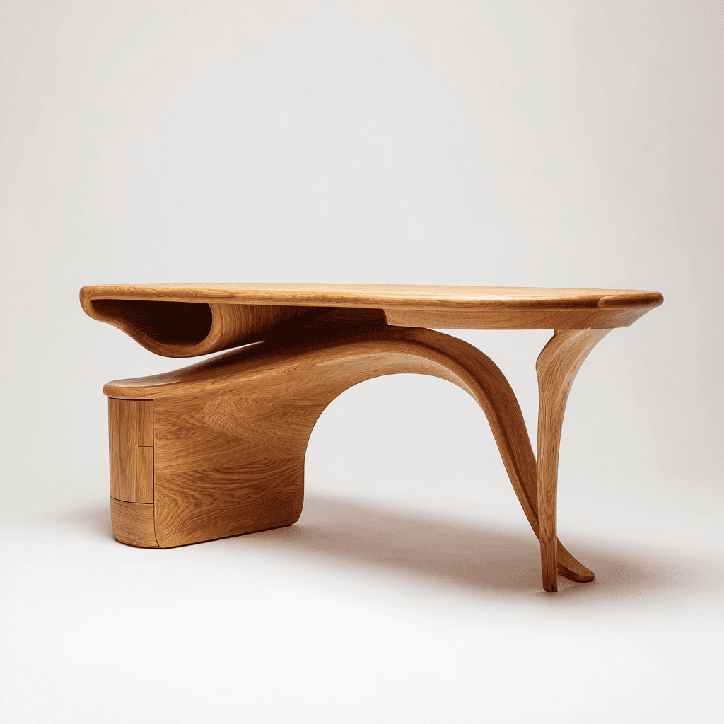 Flow Curved Edge Oak Desk