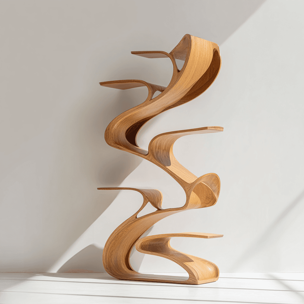 Wave Curved Oak Bookshelf